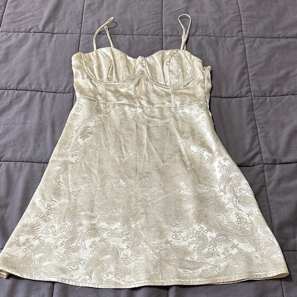 Princess Polly Cream Mini Dress with Spaghetti Straps